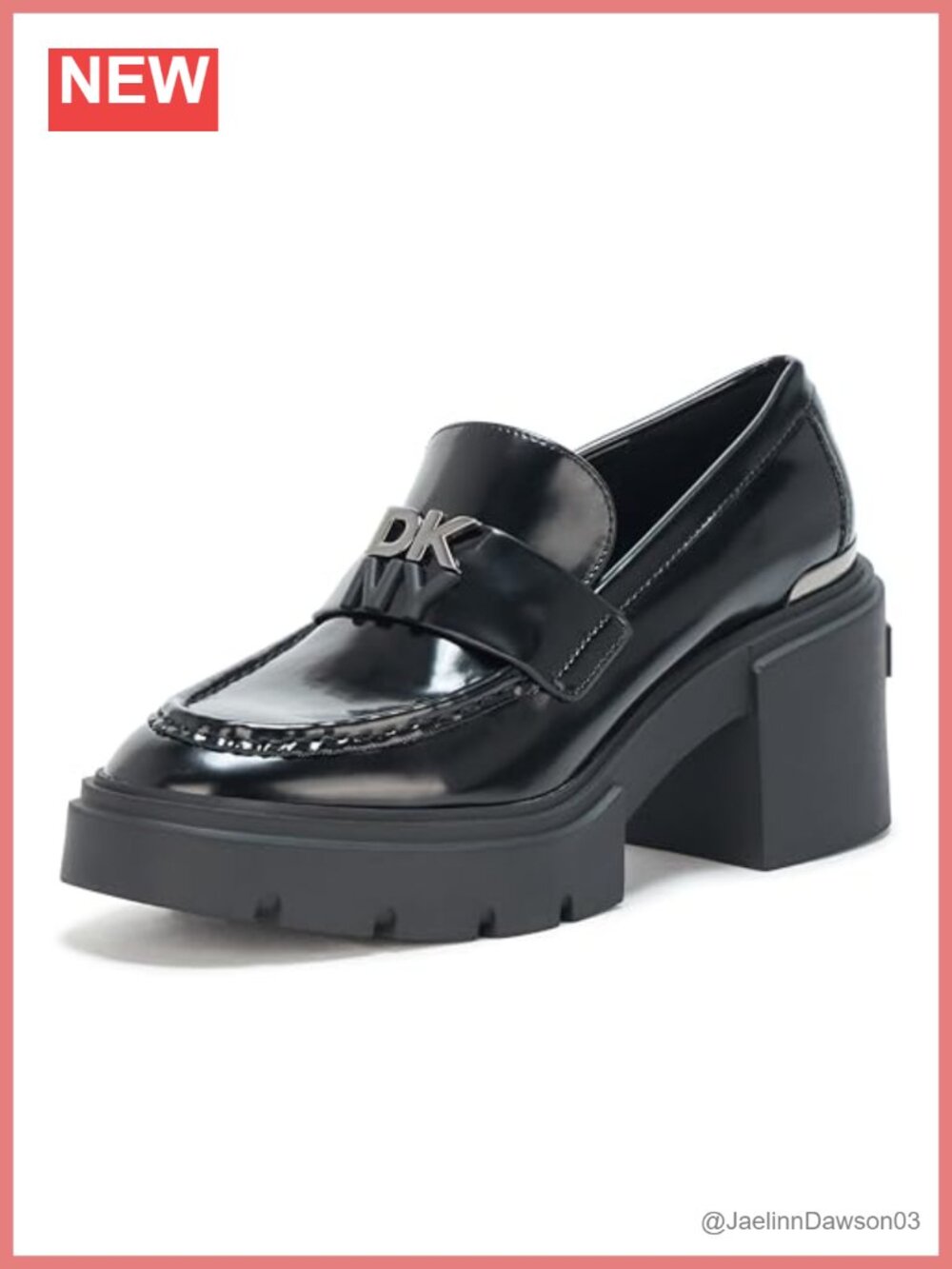 DKNY Women's Texas Heeled Platform Loafer Faux Leather Casual